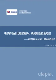 电子行业2025Q1基金持仓分析:电子持仓占比继续提升,机构加仓自主可控