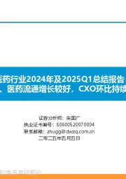 医药行业2024年及2025Q1总结报告:药店、医药流通增长较好,CXO环比持续改善