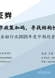 非银金融行业2025年度中期投资策略：稳股市政策加码，寻找结构性机会