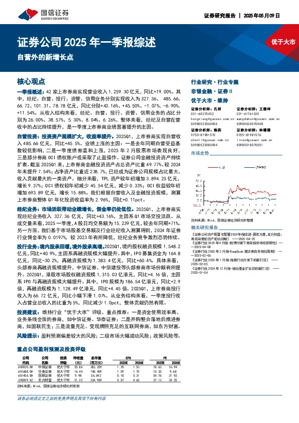 证券公司2025年一季报综述：自营外的新增长点