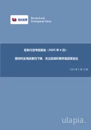 轮胎行业专题报告(2025年4月):原材料及海运费均下降,关注后续欧美贸易政策变化
