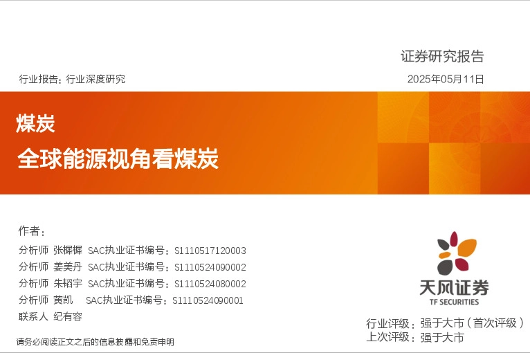 煤炭行业深度研究：全球能源视角看煤炭
