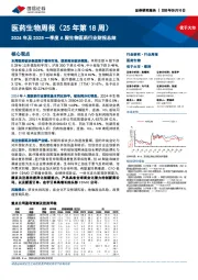 医药生物行业周报（25年第18周）：2024年及2025一季度A股生物医药行业财报总结