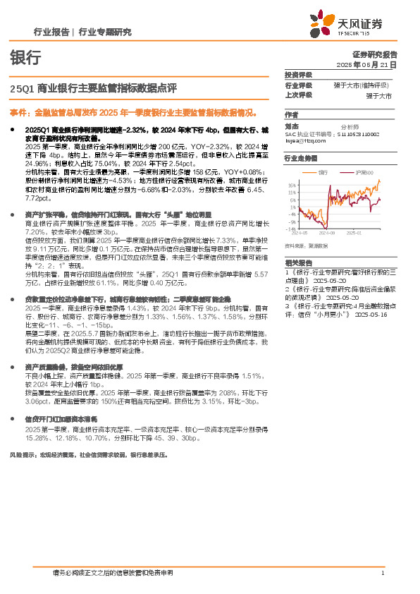 银行行业专题研究：25Q1商业银行主要监管指标数据点评