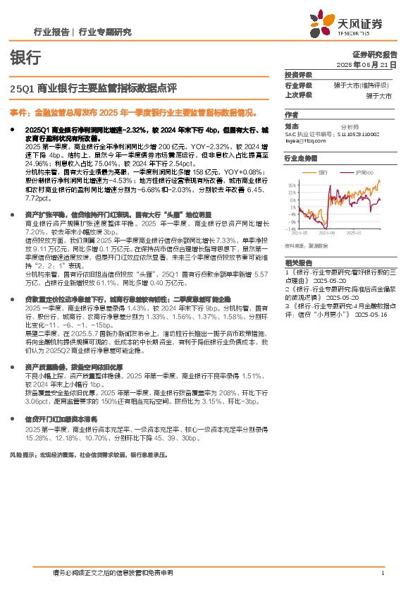 银行行业专题研究：25Q1商业银行主要监管指标数据点评