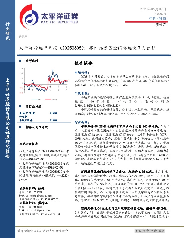 房地产日报：苏州姑苏区金门路地块7月出让