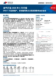 油气行业2025年5月月报：OPEC+7月延续增产，受地缘局势及关税政策影响油价波动