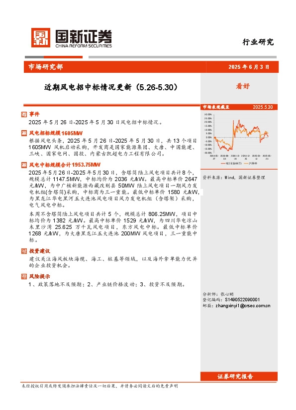 近期风电招中标情况更新