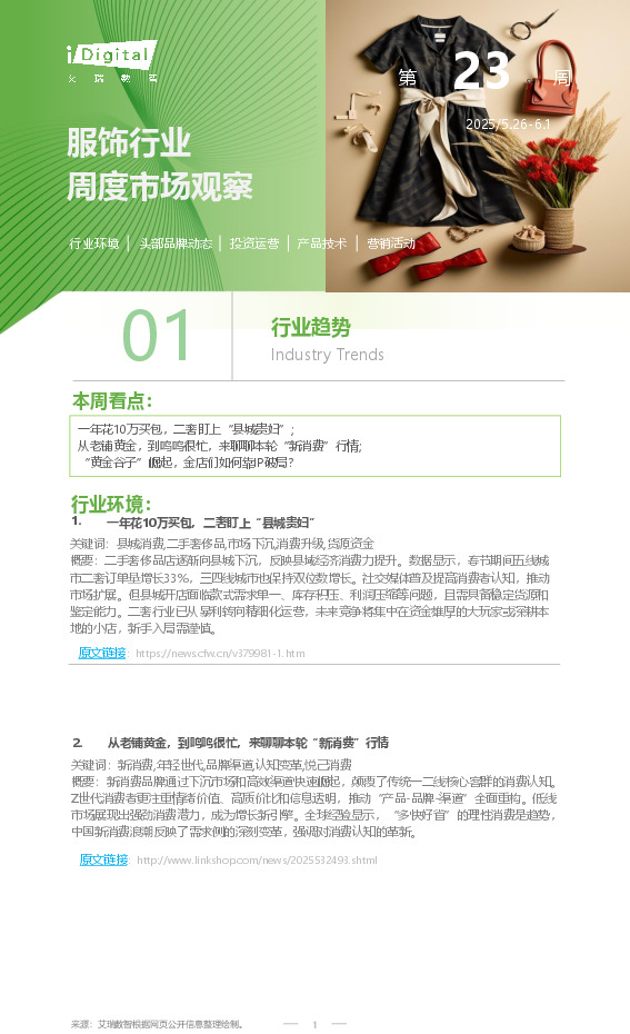 服饰行业周度市场观察第23周