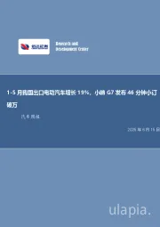 1-5月我国出口电动汽车增长19%，小鹏G7发布46分钟小订破万