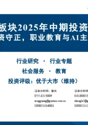 教育板块2025年中期投资策略:K12教育投资守正,职业教育与AI主题投资出奇