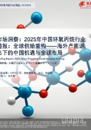 市场洞察：2025年中国环氧丙烷行业简报：全球供给重构——海外产能退出下的中国机遇与全球布局