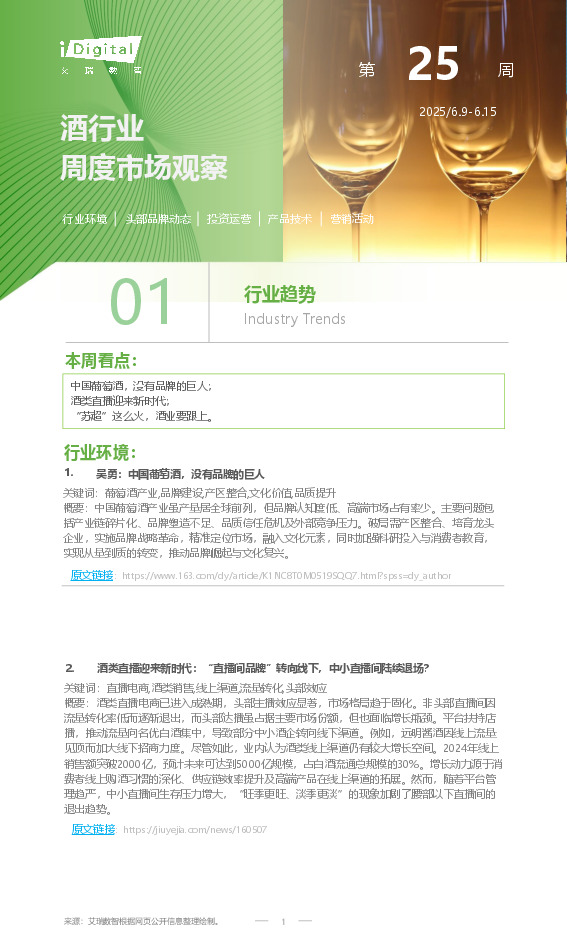 酒行业周度市场观察第25周