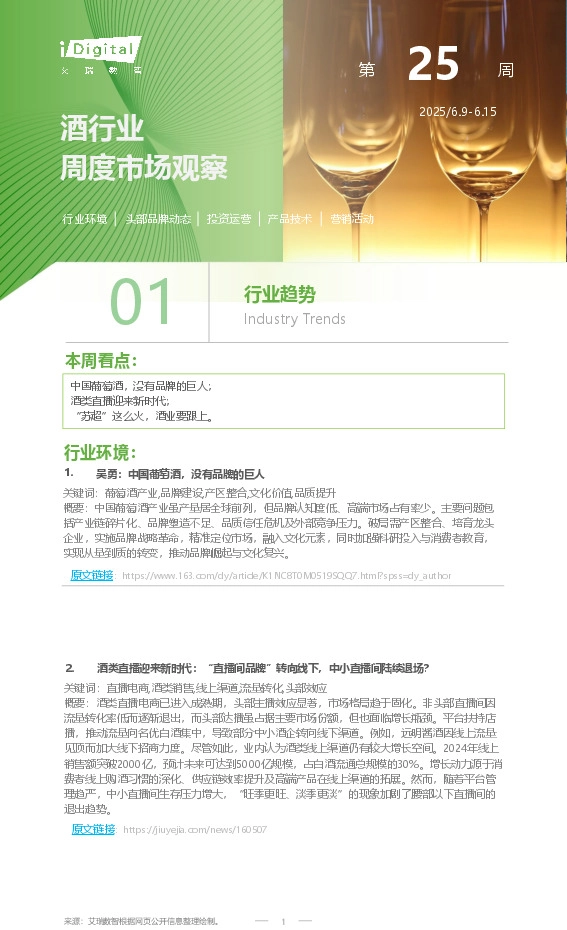 酒行业周度市场观察第25周