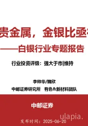 白银行业专题报告：低估的贵金属，金银比亟待修复