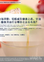 市场洞察：轻酯减负健康之选，甘油二酯食用油行业哪些企业在布局？