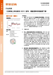电力设备及新能源行业周报：《全球海上风电报告2025》发布，储能招标价格继续下探