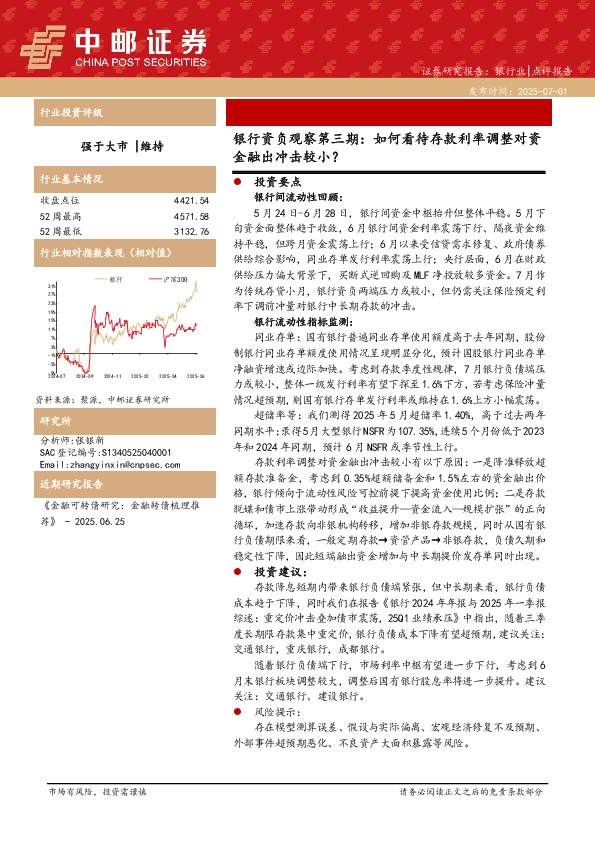 银行资负观察第三期：如何看待存款利率调整对资金融出冲击较小？