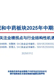 医疗器械和中药板块2025年中期投资策略：关注业绩拐点与行业结构性机遇