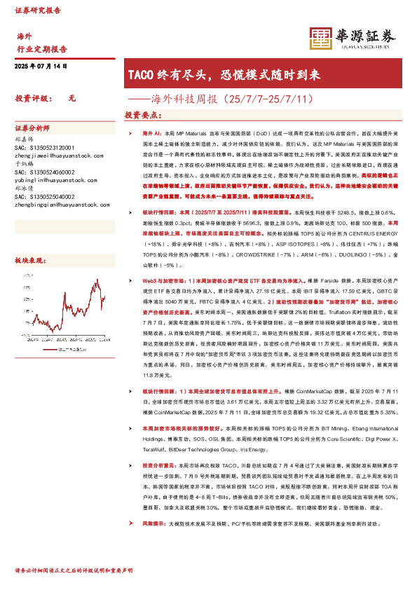 海外科技周报：TACO终有尽头，恐慌模式随时到来