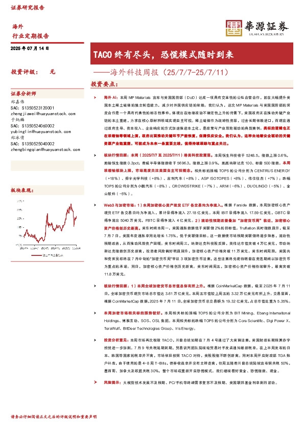 海外科技周报：TACO终有尽头，恐慌模式随时到来