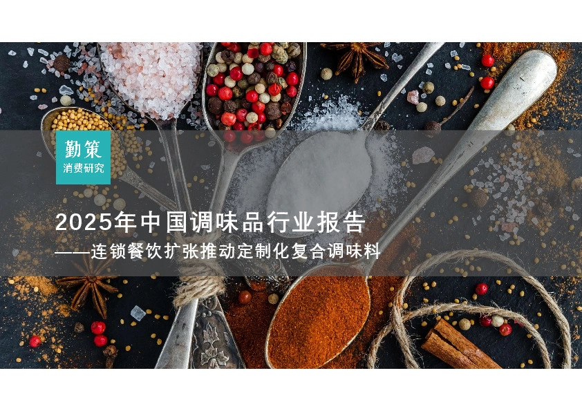 2025年中国调味品行业报告——连锁餐饮扩张推动定制化复合调味料