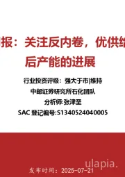 石化行业周报：关注反内卷，优供给、淘汰落后产能的进展