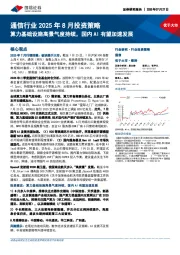 通信行业2025年8月投资策略:算力基础设施高景气度持续,国内AI有望加速发展