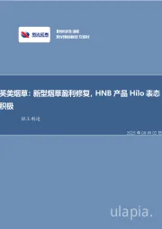 英美烟草：新型烟草盈利修复，HNB产品Hilo表态积极