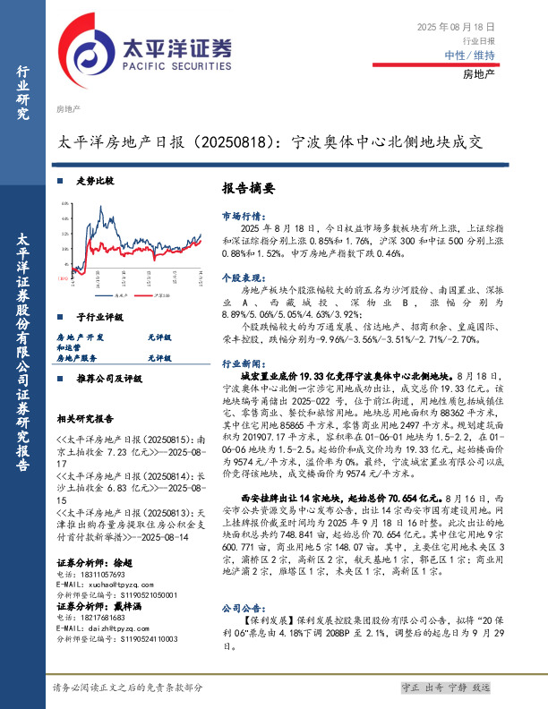 房地产日报：宁波奥体中心北侧地块成交