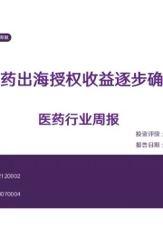 医药行业周报:新药出海授权收益逐步确认