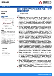 医药行业周报：国内BigPharma中报表现亮眼，静待管线价值重估