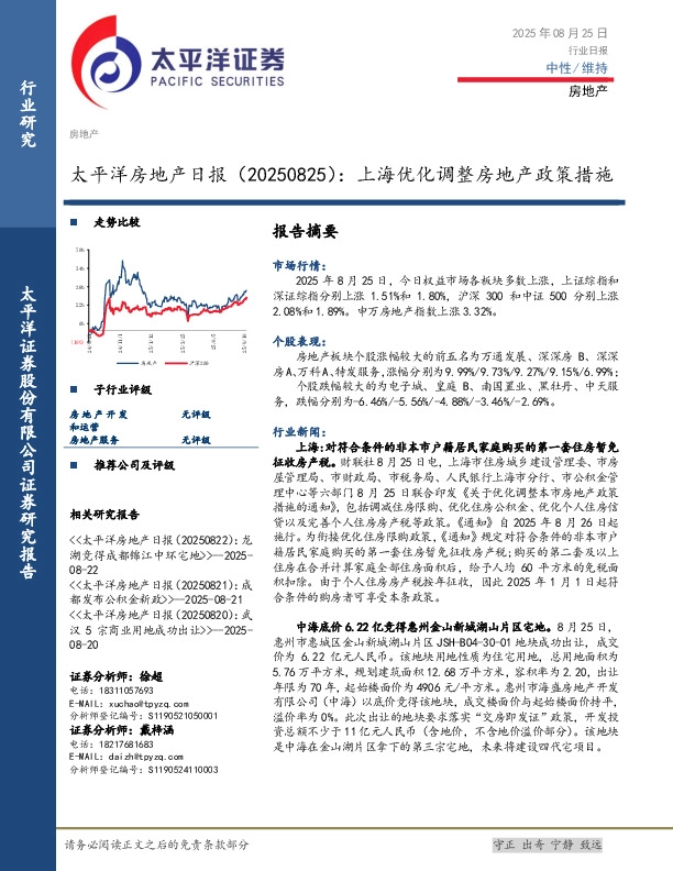 房地产日报：上海优化调整房地产政策措施