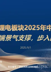 能源车及锂电板块2025年中报业绩总结:终端景气支撑,步入向上拐点
