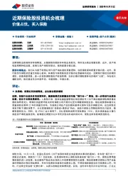 近期保险股投资机会梳理：价值占优，买入保险