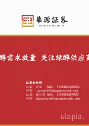 公用事业行业专题报告：全球脱碳催化绿醇需求放量 关注绿醇供应商与设备投资机遇