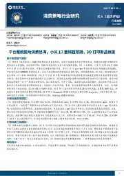 消费策略行业研究：平台报税搅动消费出海，小米17首销超预期，3D打印新品频发