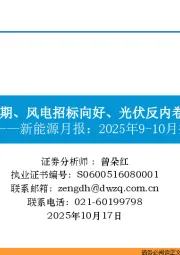 新能源月报:2025年9-10月报:储能超预期、风电招标向好、光伏反内卷持续推进