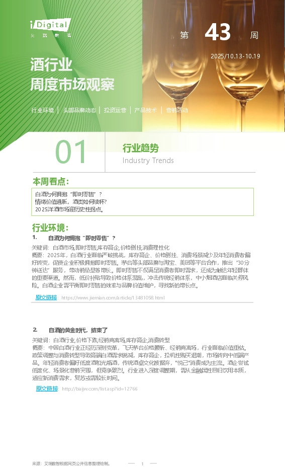 酒行业周度市场观察第43周