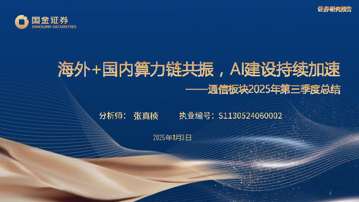 通信板块2025年第三季度总结：海外+国内算力链共振，Al建设持续加速