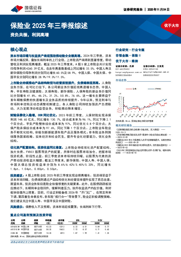 保险业2025年三季报综述：资负共振，利润高增