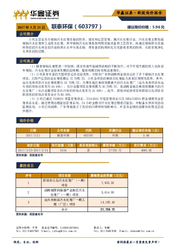 新股询价报告