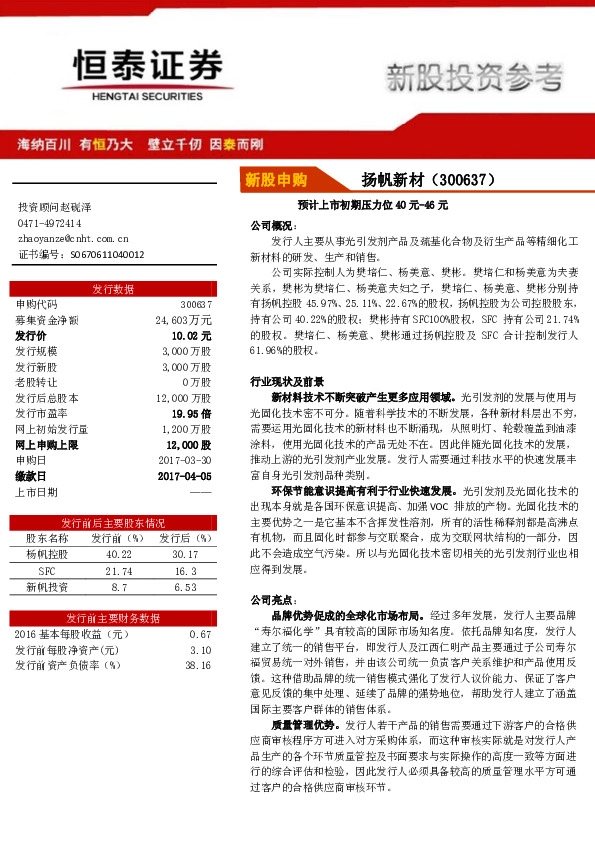 预计上市初期压力位40元-46元