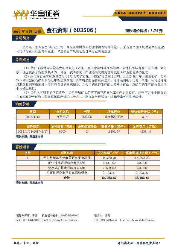 新股询价报告