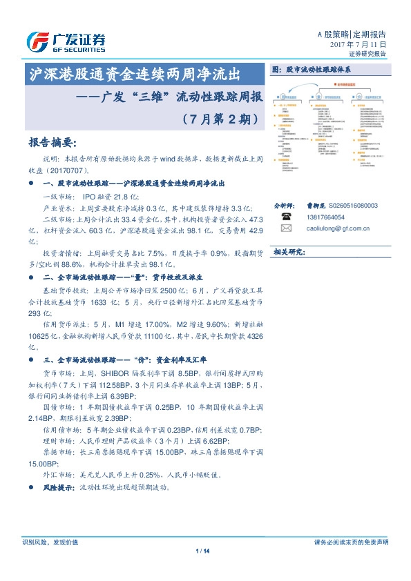 广发“三维”流动性跟踪周报:沪深港股通资金连续两周净流出