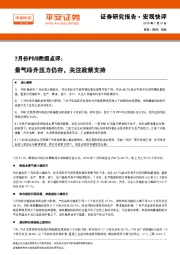 7月份PMI数据点评:景气略升压力仍存,关注政策支持