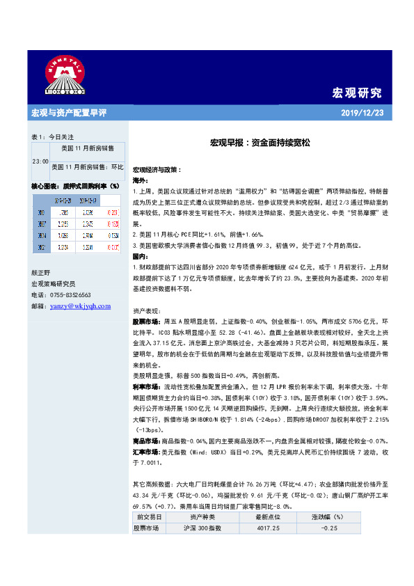 宏观早报：资金面持续宽松