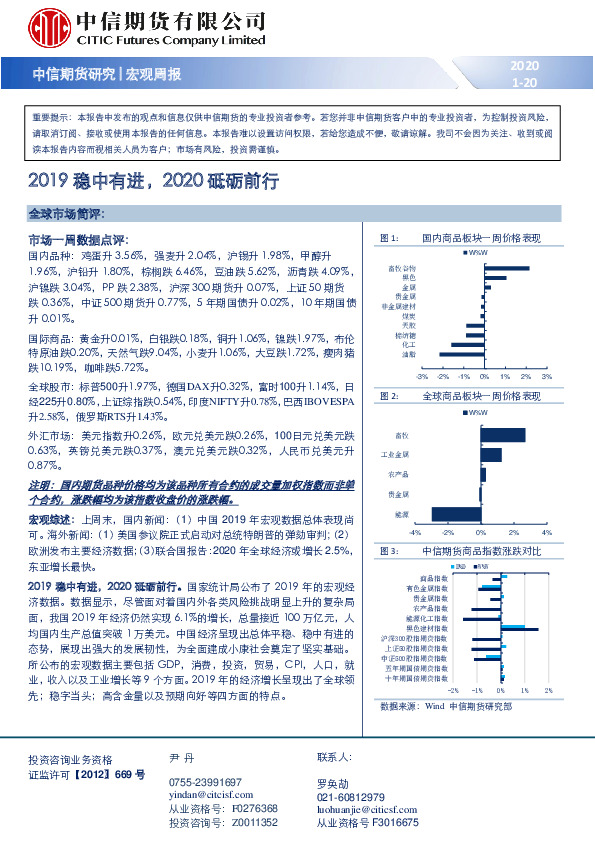 宏观周报：2019稳中有进，2020砥砺前行