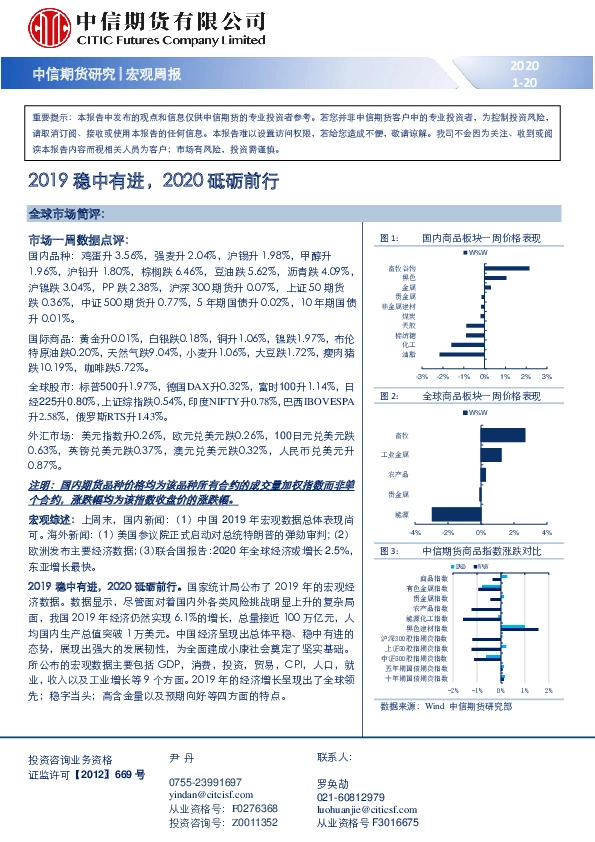 宏观周报：2019稳中有进，2020砥砺前行