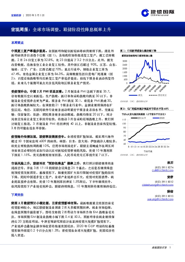 宏观周报：全球市场调整，联储阶段性降息概率上升